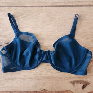 Victoria's Secret‎ Dark Teal Green Sheer Unlined Demi Bra 32DD Mesh NWT